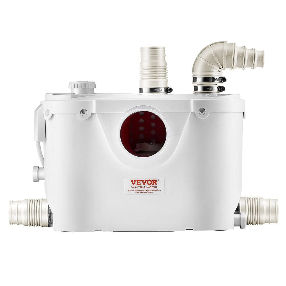 VEVOR sewage grinder pump 500 W, flow up to 110 l/min, lifting height up to 8 m, with 4 water connections, wastewater lifting unit for toilet, basement, shower, sink, laundry room and bath