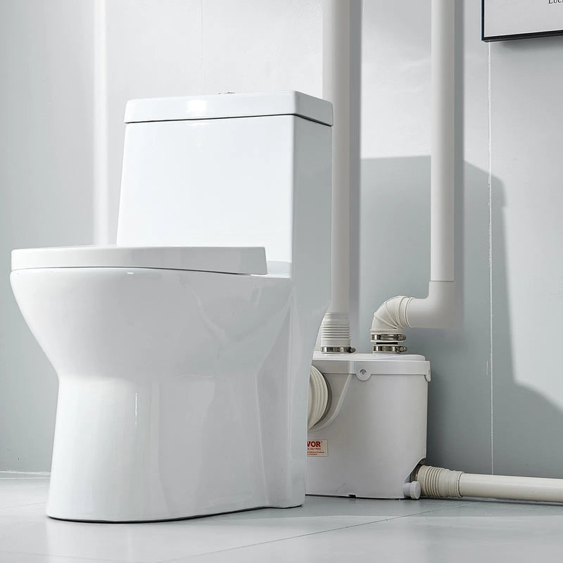 VEVOR kanalizācijas smalcinātājsūknis 500 W, plūsma līdz 110 l/min, pacelšanas augstums līdz 8 m, ar 4 ūdens pieslēgumiem, notekūdeņu pacelšanas iekārta tualetei, pagrabam, dušai, izlietnei, veļas mazgātavai un vannai