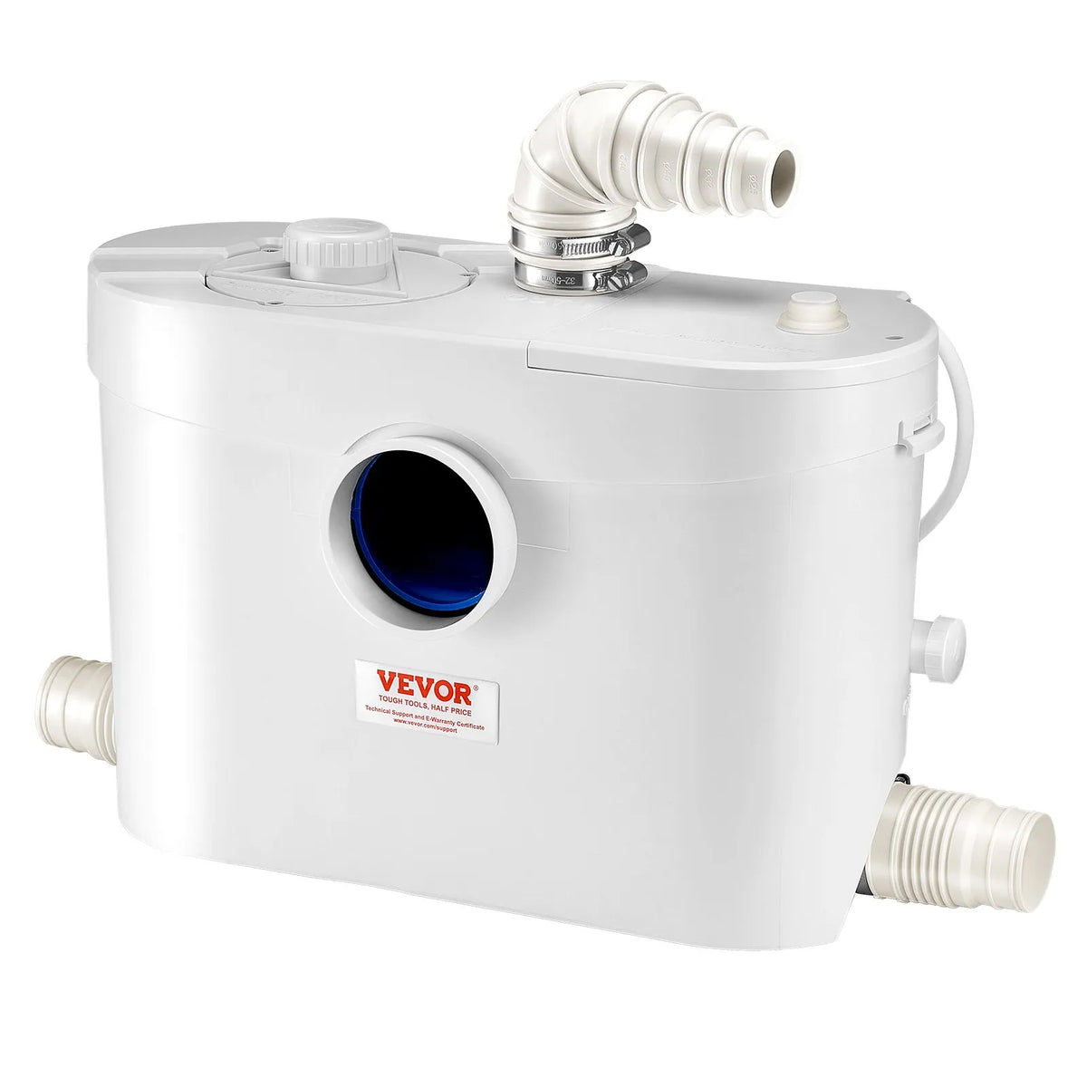 VEVOR sewage grinder pump 900 W, flow up to 180 l/min, lifting height up to 12 m, with 4 water connections, wastewater lifting unit for toilet, basement, shower, sink, laundry room and bath