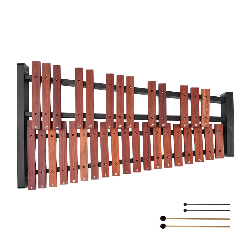 VEVOR glokenspīls ar 32 notīm, profesionāls koka ksilofona perkusiju instruments ar augstumā regulējamu statīvu, 4 vālītēm un pārnēsājamo somu; mācību komplekts bērniem un pieaugušajiem