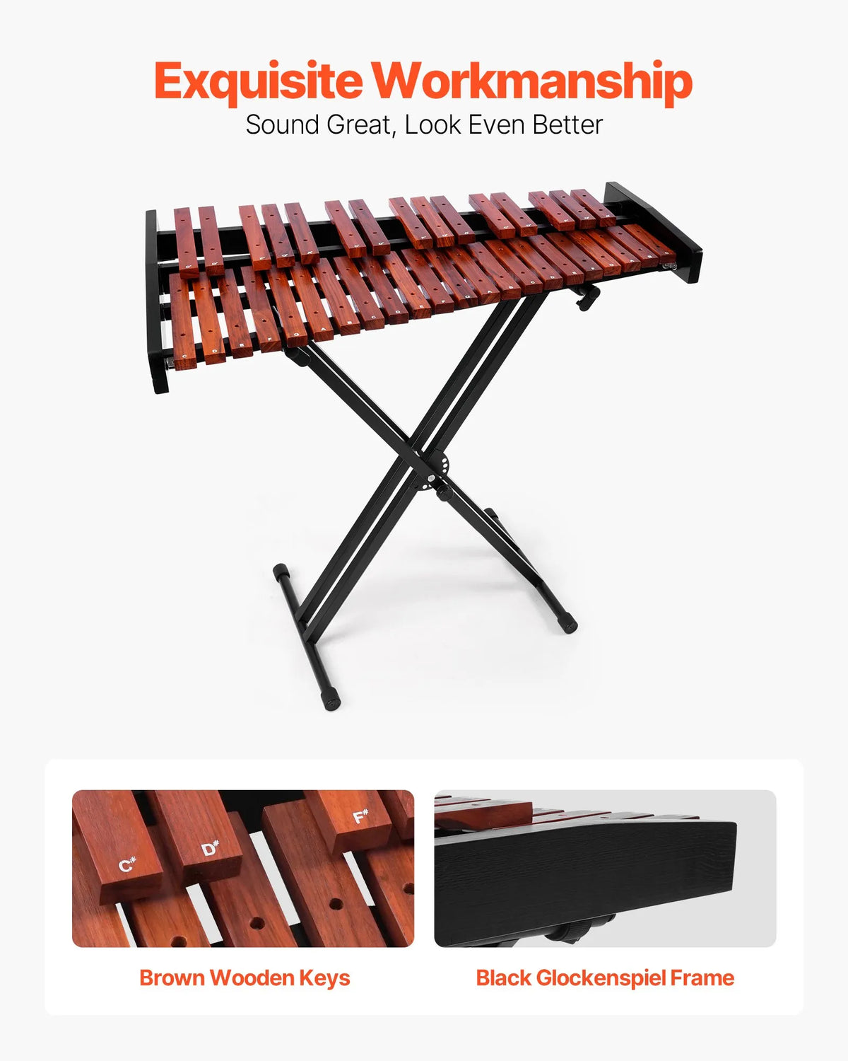VEVOR Metallophone 37 Notes with Adjustable Stand, 4 Mallets and Bag