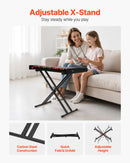 VEVOR metalofons ar 37 skaņām, koka profesionālais ksilofona tipa sitaminstruments ar augstuma regulējamu statīvu, 4 vālītēm un pārnēsājamo somu, iesācēju komplekts pieaugušajiem un bērniem