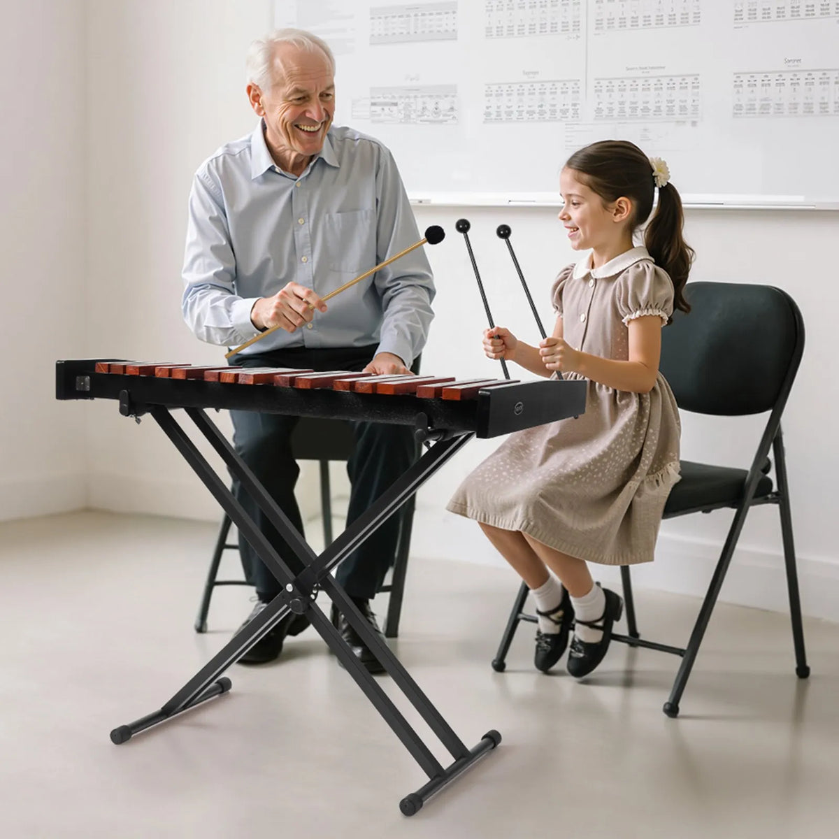 VEVOR Metallophone 37 Notes with Adjustable Stand, 4 Mallets and Bag