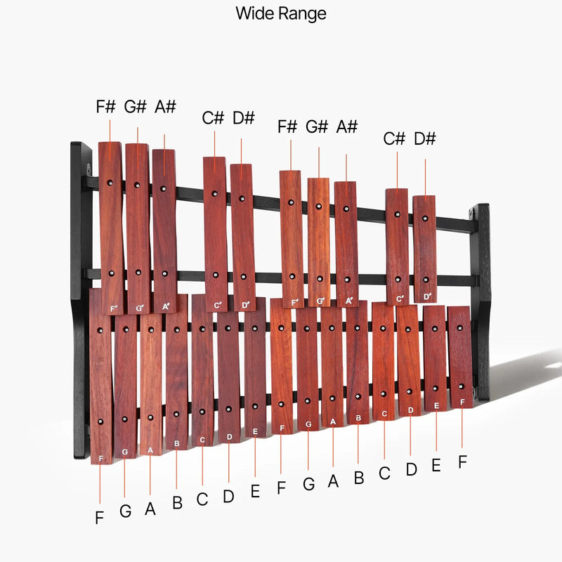 VEVOR metalofons ar 25 skaņām, koka profesionālais ksilofona tipa sitaminstruments ar 4 vālītēm un pārnēsājamo somu, iesācēju komplekts pieaugušajiem un bērniem