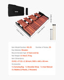 VEVOR metalofons ar 25 skaņām, koka profesionālais ksilofona tipa sitaminstruments ar 4 vālītēm un pārnēsājamo somu, iesācēju komplekts pieaugušajiem un bērniem