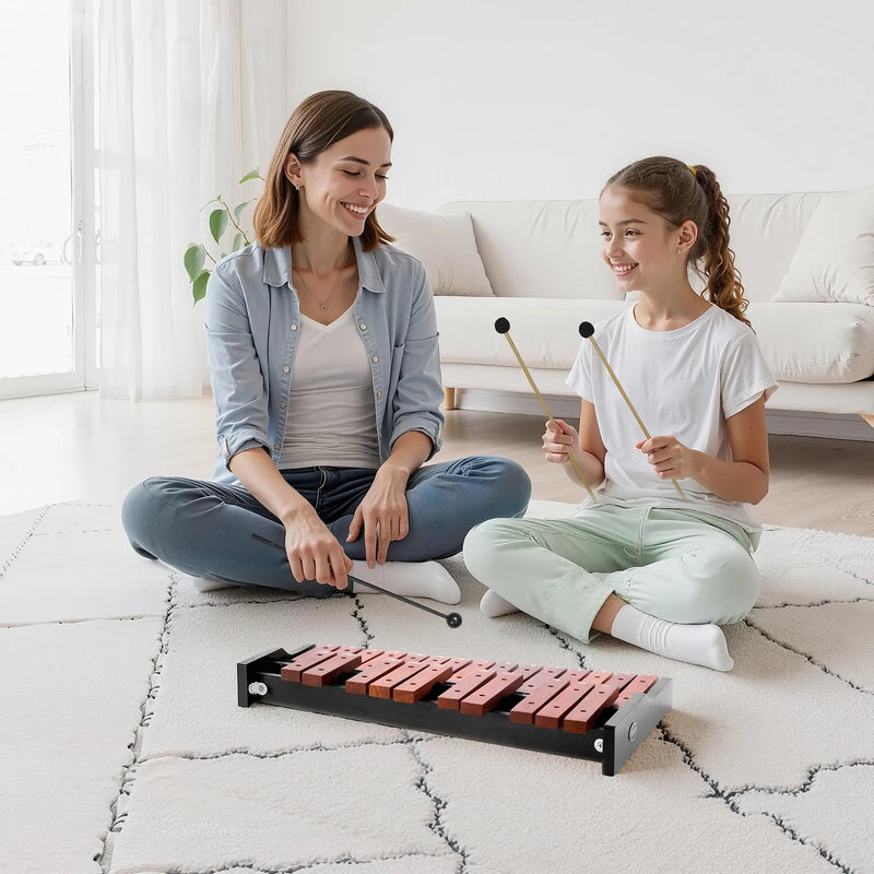 VEVOR metalofons ar 25 skaņām, koka profesionālais ksilofona tipa sitaminstruments ar 4 vālītēm un pārnēsājamo somu, iesācēju komplekts pieaugušajiem un bērniem