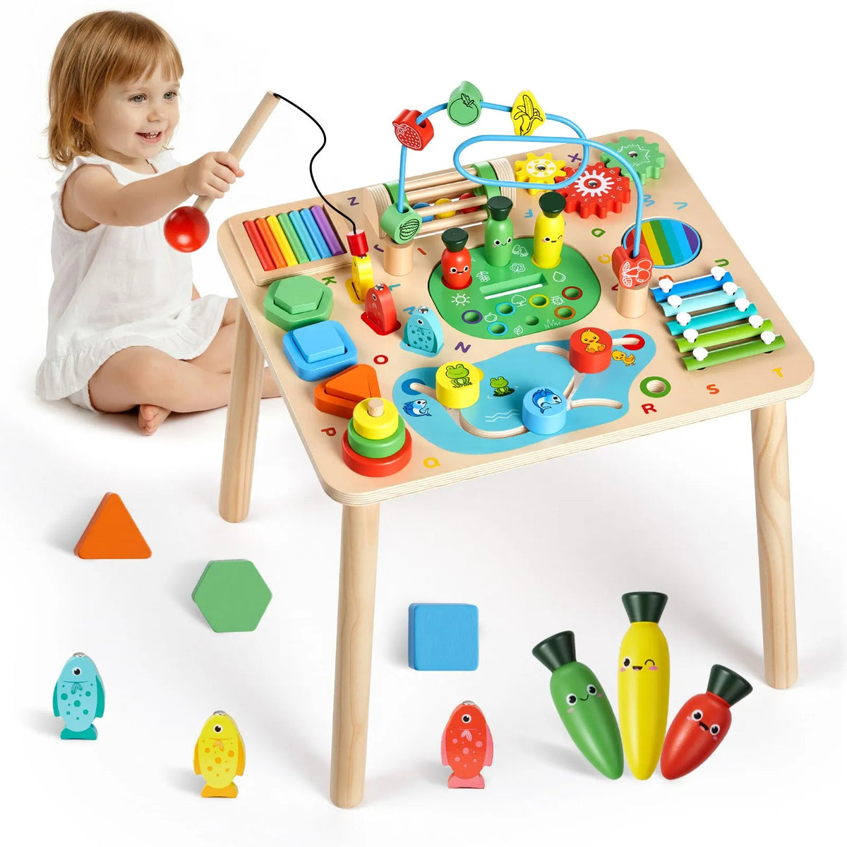 VEVOR Montessori Activity Table 13 in 1 for Children 1–3 Years, Wood