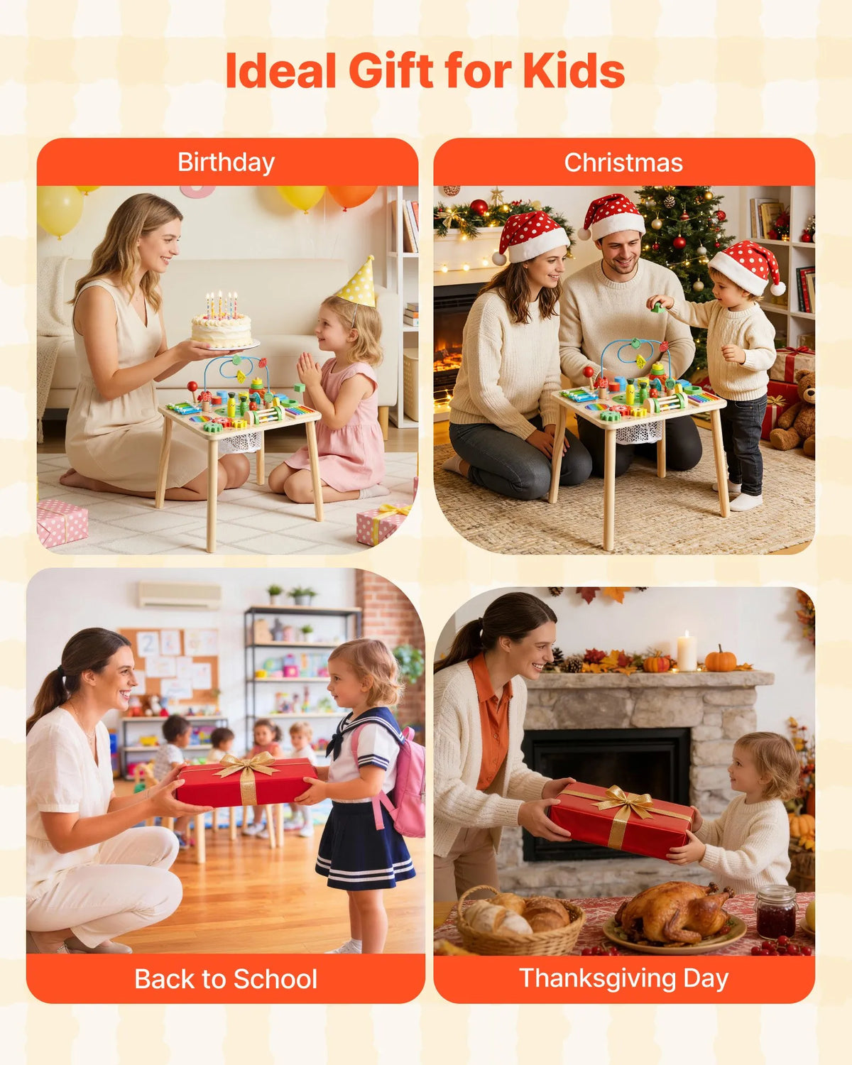 VEVOR Montessori Activity Table 13 in 1 for Children 1–3 Years, Wood