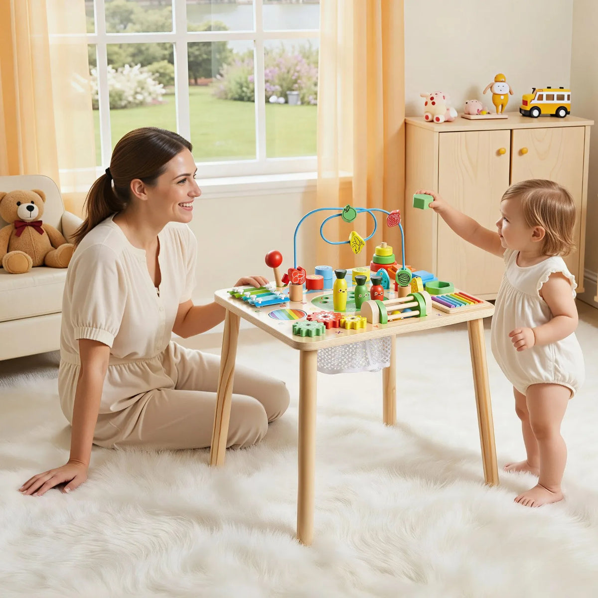 VEVOR Montessori Activity Table 13 in 1 for Children 1–3 Years, Wood