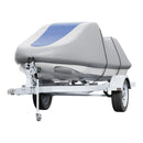 VEVOR ūdensmotocikla pārsegs 3200-3420 mm, ūdensizturīgs, 600D jūras klases PU Oksfordas audums, ar sprādzes siksnām, UV izturīgs, pelēks/zils