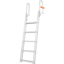VEVOR paceļamas piestātnes kāpnes ar 5 pakāpieniem, kravnesība 158,8 kg, alumīnija pontona kāpnes ar 101,6 mm platiem neslīdošiem pakāpieniem, peldēšanas kāpnes kuģiem, ezeriem un baseiniem - ZEMLETES.LV