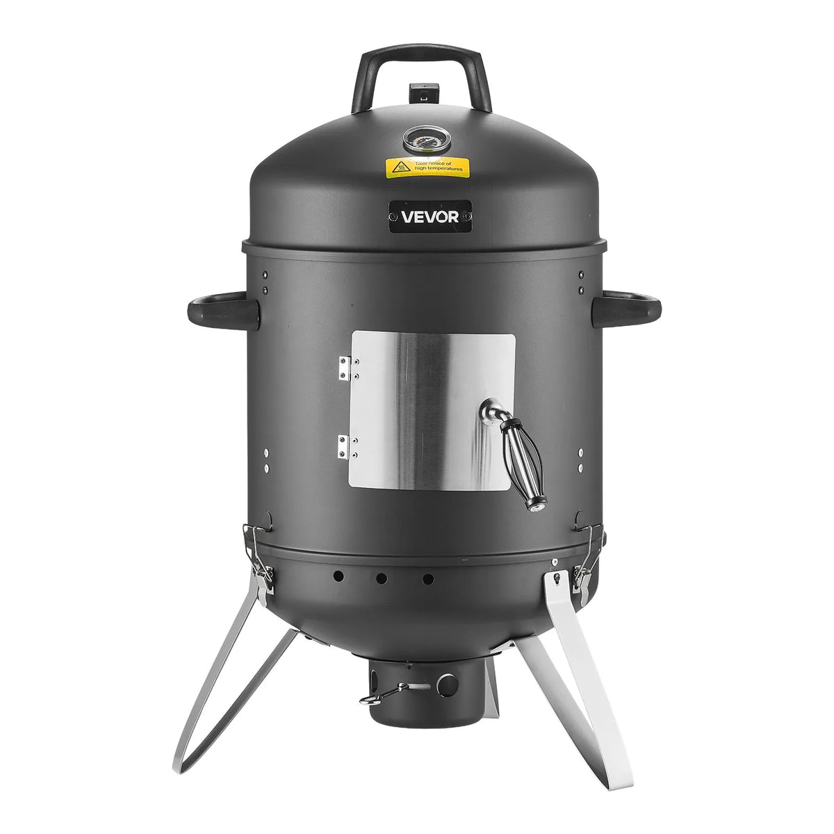 VEVOR Vertical Charcoal Smoker 406 mm, Steel BBQ Smoker with Cover, 2 Cooking Grates, Thermometer, Air Vents and Removable Ash Pan for Patio and Terrace Cooking