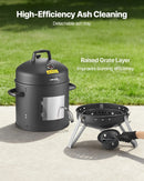 VEVOR vertikālais ogļu kūpinātājs 406 mm, tērauda BBQ kūpinātājs ar pārklājumu, 2 grilēšanas restēm, termometru, gaisa ventilācijas atverēm un noņemamu pelnu paplāti pagalma un terases gatavošanai