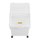 VEVOR sastāvdaļu konteinera komplekts, 33,3 l ietilpības pārtikas uzglabāšanas tvertnes uz riteņiem, PP materiāls, balta plaukta tipa konteiners ar kausiņu un bīdāmu vāku, komerciālai uzglabāšanai, 3 gab. komplekts