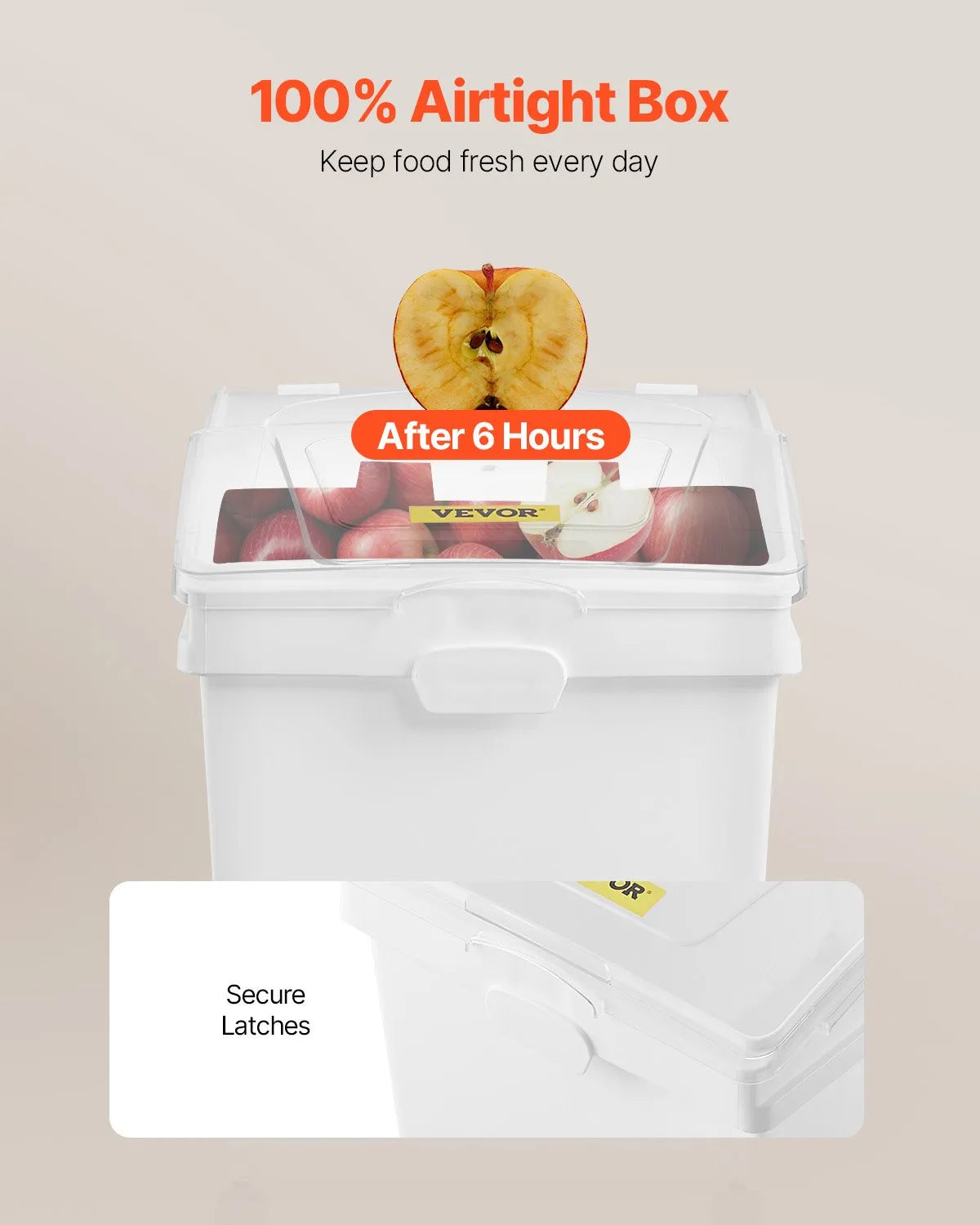VEVOR Storage Container Set with Wheels, Sliding Lid and Scoop, 3 × 33.3 l, White