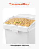 VEVOR sastāvdaļu konteinera komplekts, 33,3 l ietilpības pārtikas uzglabāšanas tvertnes uz riteņiem, PP materiāls, balta plaukta tipa konteiners ar kausiņu un bīdāmu vāku, komerciālai uzglabāšanai, 3 gab. komplekts