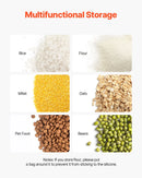 VEVOR sastāvdaļu konteinera komplekts, 33,3 l ietilpības pārtikas uzglabāšanas tvertnes uz riteņiem, PP materiāls, balta plaukta tipa konteiners ar kausiņu un bīdāmu vāku, komerciālai uzglabāšanai, 3 gab. komplekts