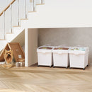 VEVOR sastāvdaļu konteinera komplekts, 33,3 l ietilpības pārtikas uzglabāšanas tvertnes uz riteņiem, PP materiāls, balta plaukta tipa konteiners ar kausiņu un bīdāmu vāku, komerciālai uzglabāšanai, 3 gab. komplekts