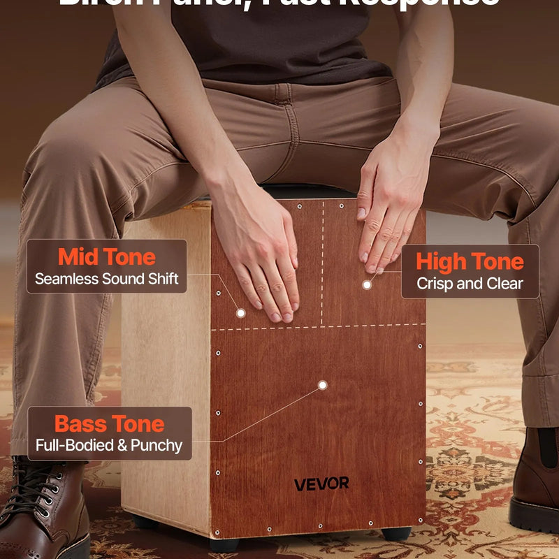 VEVOR bērza koka portatīvais kājons ar iekšējo striķu sistēmu un somu, viegls perkusiju instruments, 305 × 305 × 430 mm