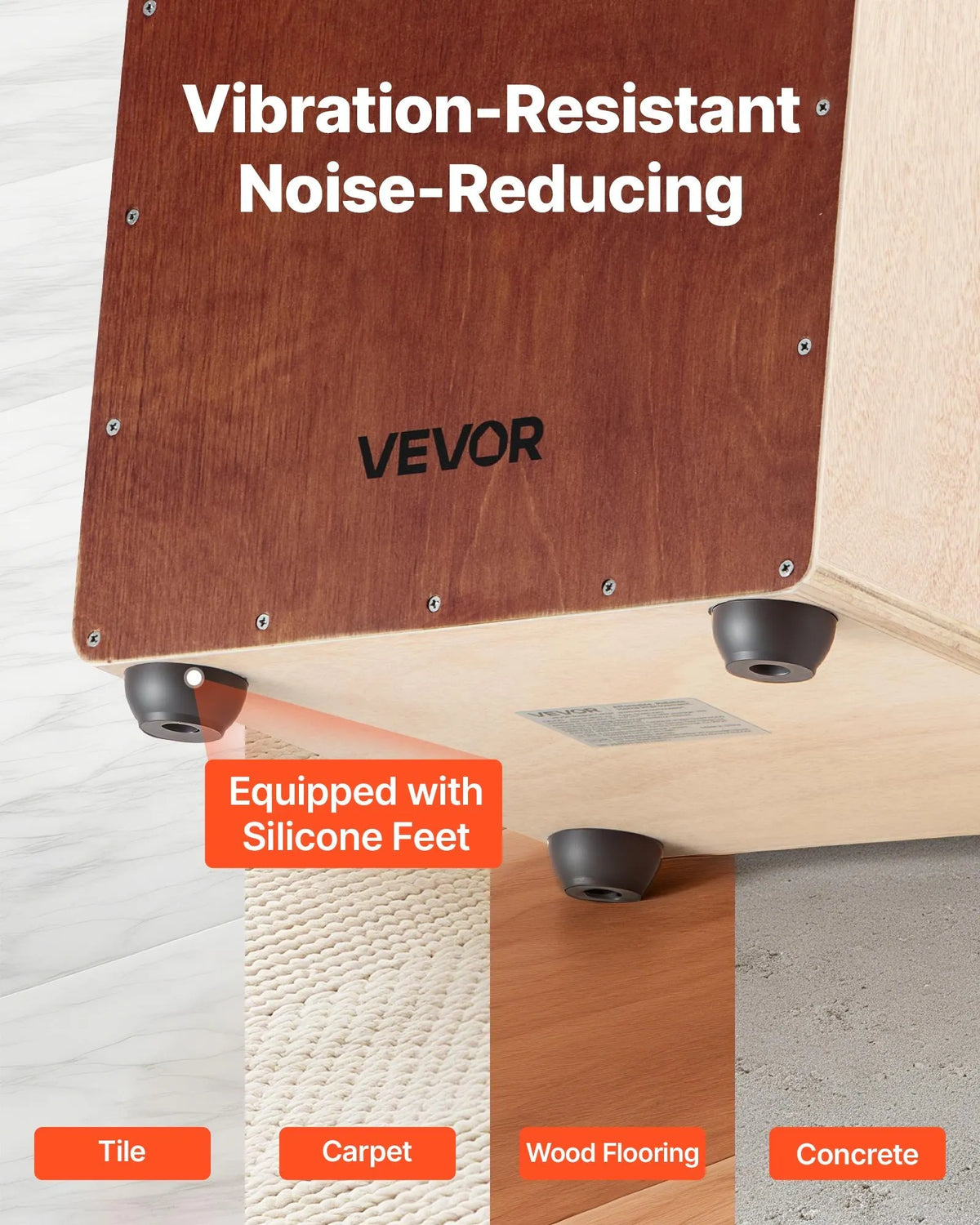 VEVOR Cajon 30.5 × 30.5 × 43 cm with Internal Strings and Bag, Birch, Portable