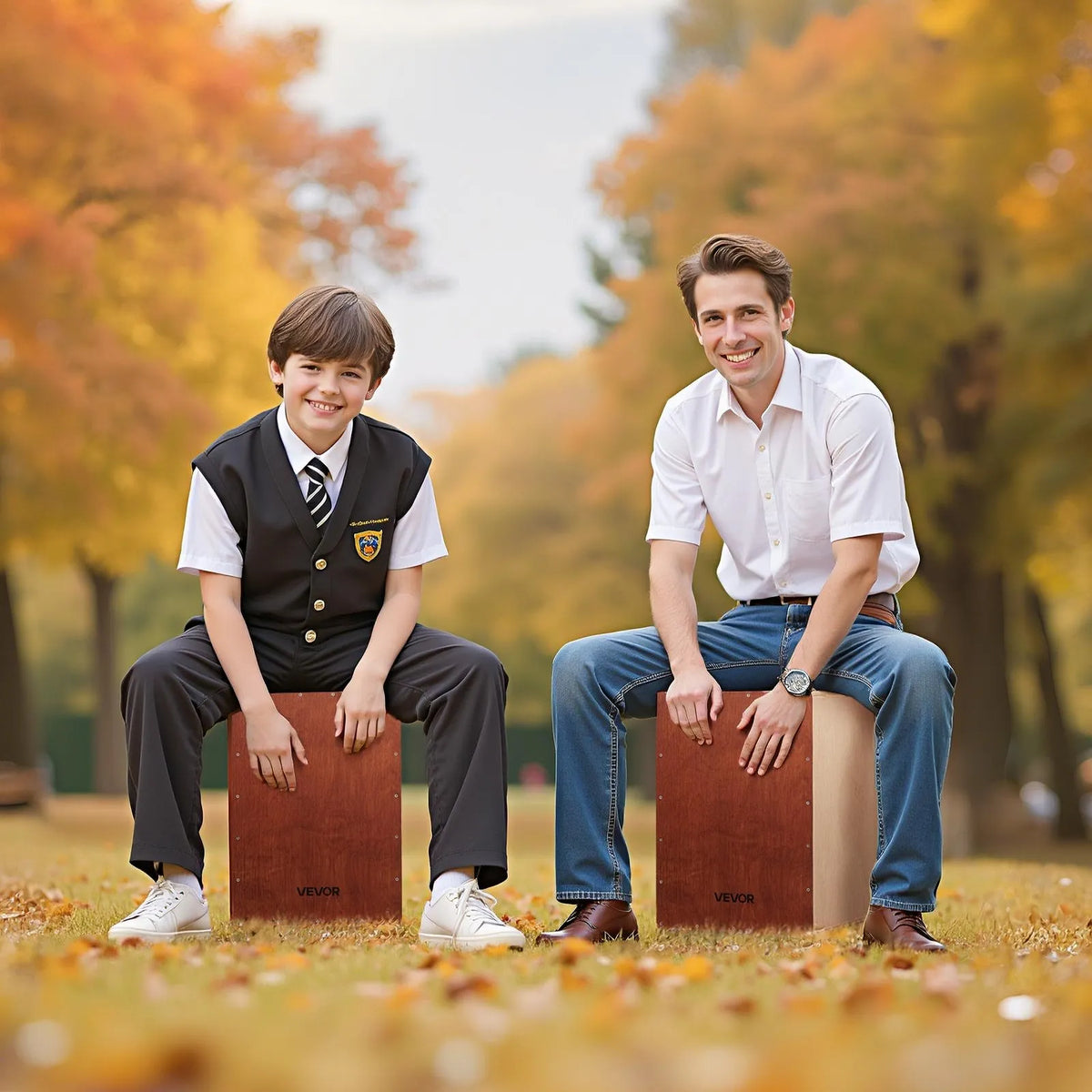 VEVOR Cajon 30.5 × 30.5 × 43 cm with Internal Strings and Bag, Birch, Portable