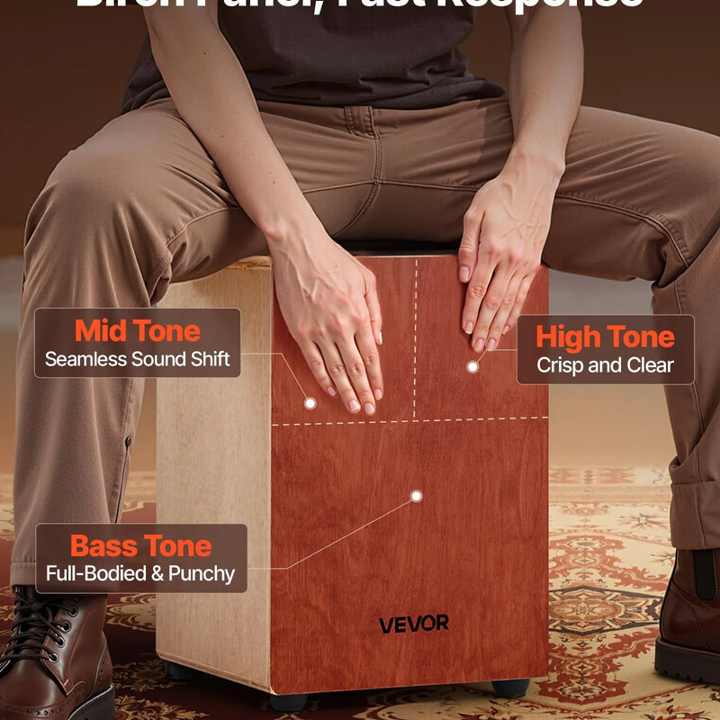 VEVOR kajona boksa bungas ar iekšējām stīgām, pārnēsājamas bērza koka ritma bungas ar ceļojuma somu, 305 × 305 × 430 mm, piemērotas iesācējiem un profesionāļiem