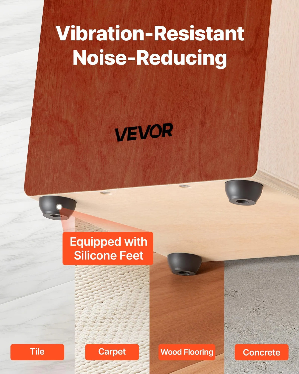 VEVOR Cajon 30.5 × 30.5 × 43 cm with Internal Strings and Bag, Birch