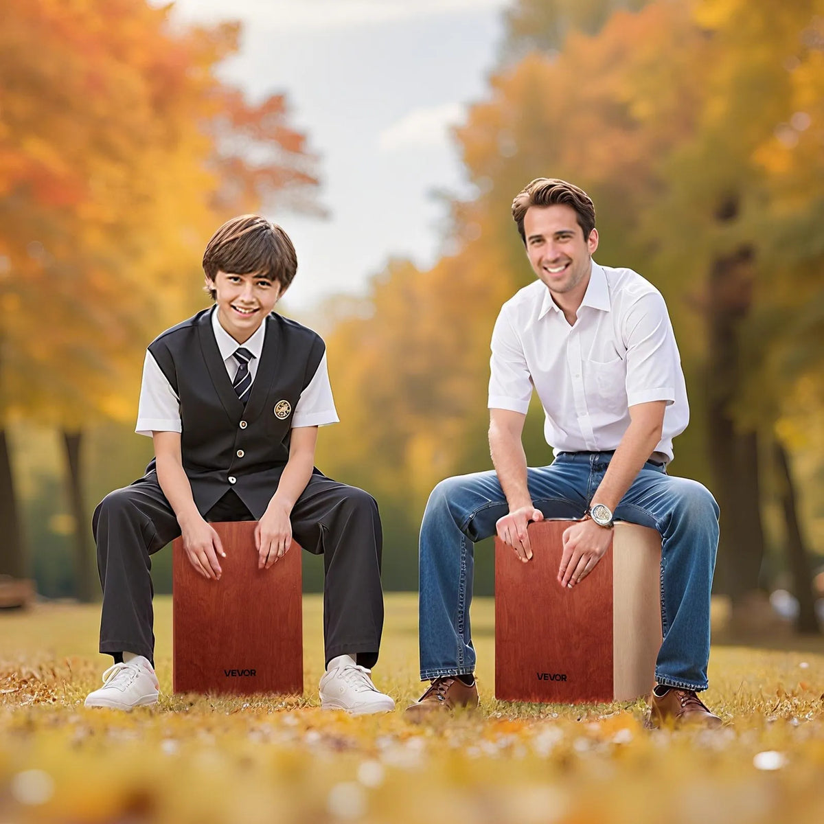 VEVOR Cajon 30.5 × 30.5 × 43 cm with Internal Strings and Bag, Birch