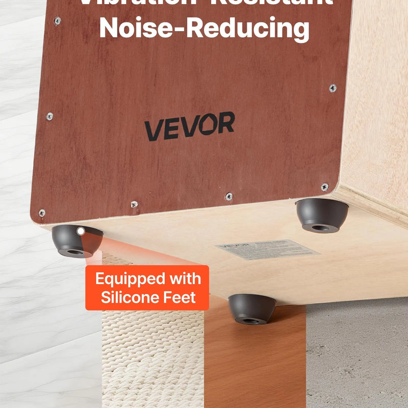 VEVOR perkusiju kājons ar iekšējo striķu sistēmu un silikona kājiņām, bērza koka modelis, 255 × 255 × 380 mm