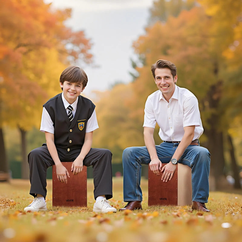 VEVOR perkusiju kājons ar iekšējo striķu sistēmu un silikona kājiņām, bērza koka modelis, 255 × 255 × 380 mm