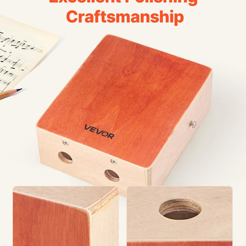 VEVOR kajona boksa bungas ar iekšējām stīgām, vieglas pārnēsājamas bērza koka perkusijas ar ceļojuma somu un regulējamu siksnu, 230 × 100 × 280 mm, iesācējiem un profesionāļiem