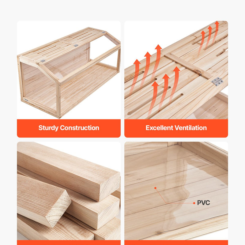 VEVOR koka mazu grauzēju būris 121,9 × 50,8 × 50,8 cm, caurspīdīgi akrila paneļi, piemērots grauzējiem un maziem dzīvniekiem