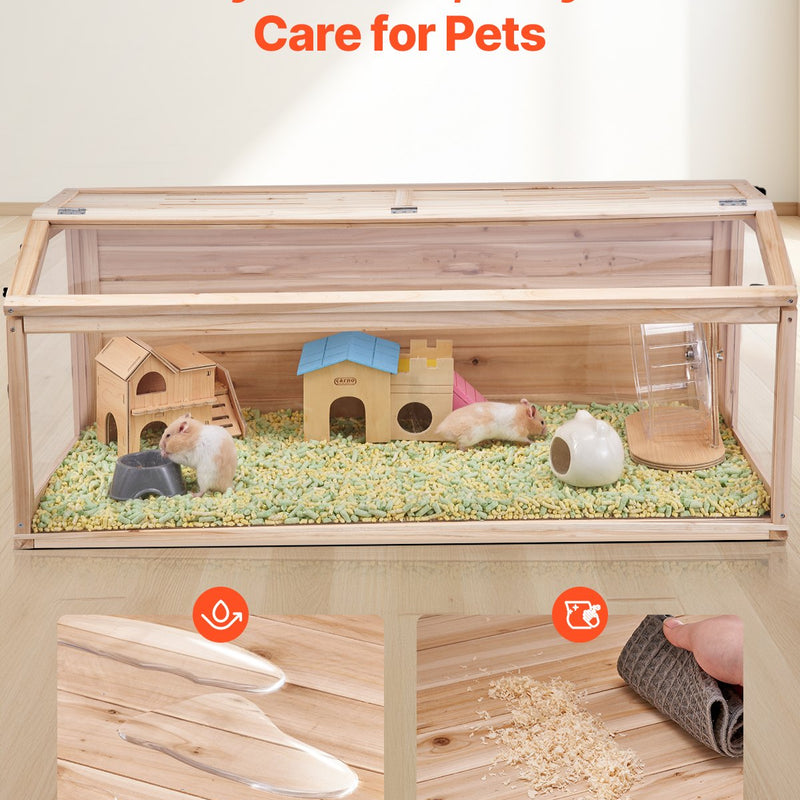 VEVOR koka mazu grauzēju būris 121,9 × 50,8 × 50,8 cm, caurspīdīgi akrila paneļi, piemērots grauzējiem un maziem dzīvniekiem