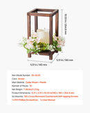 VEVOR koka kāzu laternu centrālais dekors, 10 komplekti / 30 gab., ietver 10 koka laternu svečturus, 10 bezliesmas LED sveces un 10 šampanieša krāsas ziedu vainagus, piemērots kāzu galdiem, ballītēm un lauku stila dekoram, brūnā krāsā