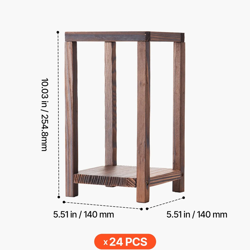 VEVOR koka kāzu laternas, 24 gab., no ciedra koka un plastmasas izgatavoti koka stila laternu svečturi, rustikāls dekoratīvs mājas centrālais akcents, ideāli piemērots kāzu galdiem, ballītēm un lauku stila interjera dekoram iekštelpās, brūnā krāsā