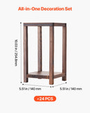 VEVOR koka kāzu laternas, 24 gab., no ciedra koka un plastmasas izgatavoti koka stila laternu svečturi, rustikāls dekoratīvs mājas centrālais akcents, ideāli piemērots kāzu galdiem, ballītēm un lauku stila interjera dekoram iekštelpās, brūnā krāsā