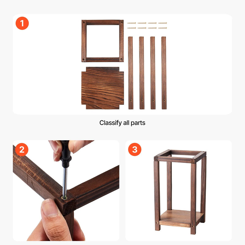 VEVOR koka kāzu laternas, 24 gab., no ciedra koka un plastmasas izgatavoti koka stila laternu svečturi, rustikāls dekoratīvs mājas centrālais akcents, ideāli piemērots kāzu galdiem, ballītēm un lauku stila interjera dekoram iekštelpās, brūnā krāsā