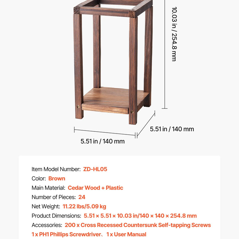 VEVOR koka kāzu laternas, 24 gab., no ciedra koka un plastmasas izgatavoti koka stila laternu svečturi, rustikāls dekoratīvs mājas centrālais akcents, ideāli piemērots kāzu galdiem, ballītēm un lauku stila interjera dekoram iekštelpās, brūnā krāsā