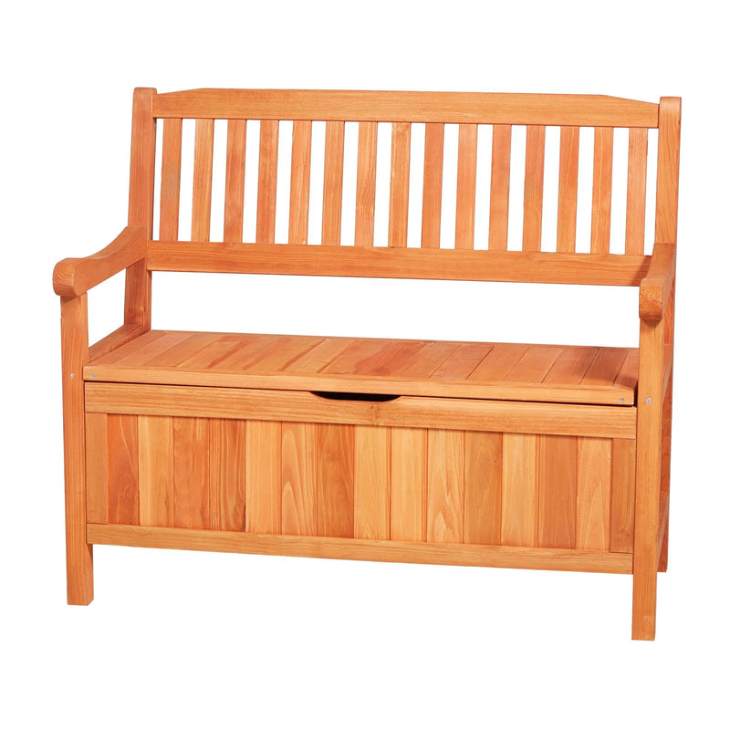 Āra koka sols ar glabātuvi 125 l, paredzēts 2 personām, ar sānu rokturi, iztur līdz 320 kg, laikapstākļu izturīgs, piemērots terasei, dārzam, balkonam un pagalmam