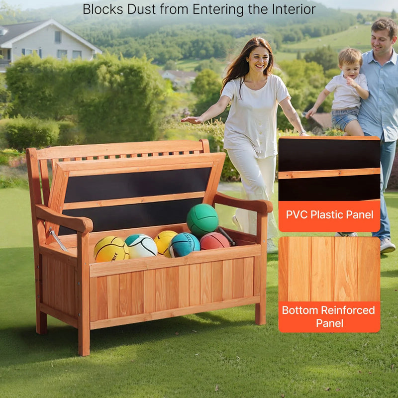 Āra koka sols ar glabātuvi 125 l, paredzēts 2 personām, ar sānu rokturi, iztur līdz 320 kg, laikapstākļu izturīgs, piemērots terasei, dārzam, balkonam un pagalmam