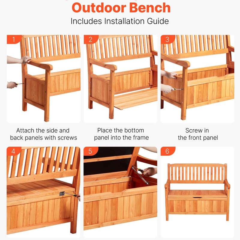 Āra koka sols ar glabātuvi 125 l, paredzēts 2 personām, ar sānu rokturi, iztur līdz 320 kg, laikapstākļu izturīgs, piemērots terasei, dārzam, balkonam un pagalmam