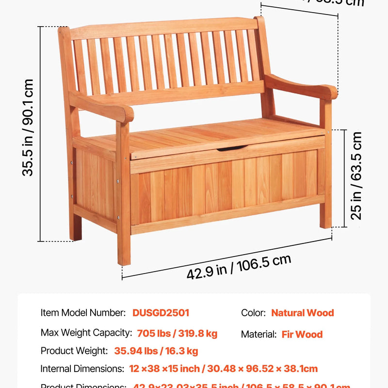 Āra koka sols ar glabātuvi 125 l, paredzēts 2 personām, ar sānu rokturi, iztur līdz 320 kg, laikapstākļu izturīgs, piemērots terasei, dārzam, balkonam un pagalmam