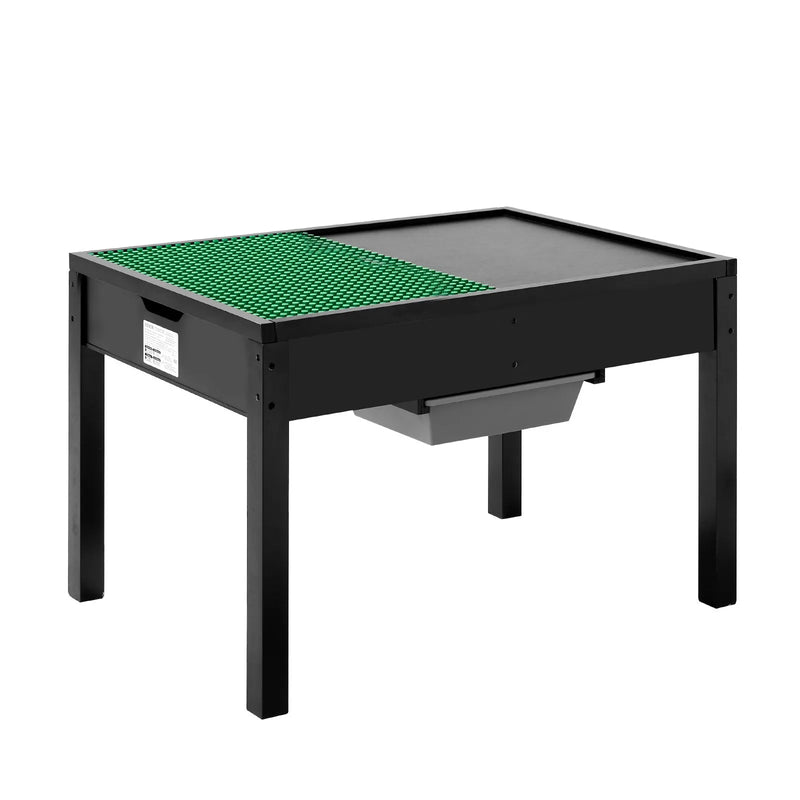 VEVOR bērnu koka aktivitāšu galds ar divpusēju virsmu, universāls rotaļu galds ar 2 uzglabāšanas kastēm, piemērots bērniem no 3 gadu vecuma, ar plašu glabāšanas vietu, melns