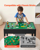 VEVOR bērnu koka aktivitāšu galds ar divpusēju virsmu, universāls rotaļu galds ar 2 uzglabāšanas kastēm, piemērots bērniem no 3 gadu vecuma, ar plašu glabāšanas vietu, melns