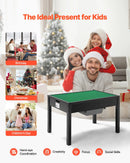 VEVOR bērnu koka aktivitāšu galds ar divpusēju virsmu, universāls rotaļu galds ar 2 uzglabāšanas kastēm, piemērots bērniem no 3 gadu vecuma, ar plašu glabāšanas vietu, melns