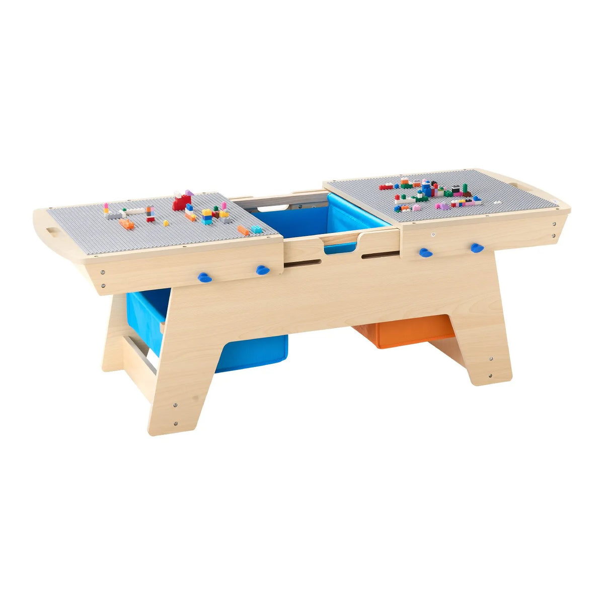 VEVOR Children's Double-Sided Wooden Activity Table with 200 Building Blocks and 3 Storage Boxes, from 3 Years