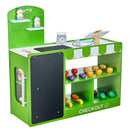 VEVOR bērnu pārtikas veikala rotaļu komplekts, koka rotaļu tirgus stends ar iepirkumu somu, bērnu lielveikala lomu spēļu komplekts ar konveijera lenti, skeneri, kases aparātu un reālistiskiem svariem, dāvana zēniem un meitenēm