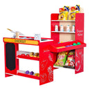 VEVOR bērnu pārtikas veikala rotaļu komplekts, koka rotaļu veikals ar iepirkumu somu, bērnu lielveikala lomu spēļu komplekts ar konveijera lenti, skeneri, kases aparātu un reālistiskiem svariem, dāvana zēniem un meitenēm