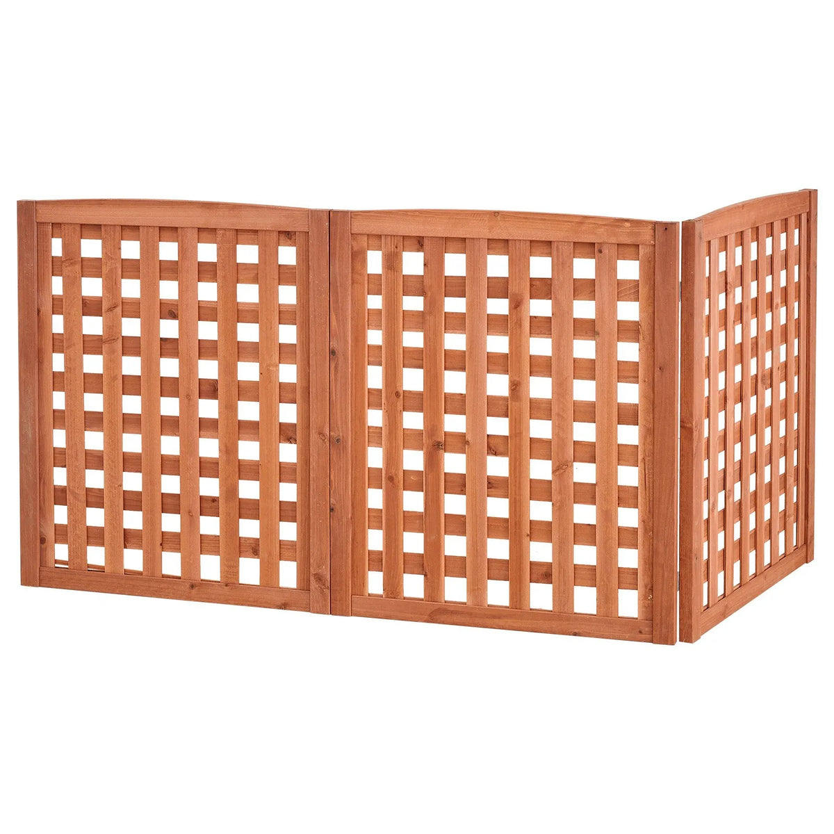VEVOR koka privātuma žogs 810 × 960 mm, 3 paneļu masīvkoka āra aizslietnis ar regulējamu leņķi un eņģēm pastiprinātu konstrukciju, piemērots gaisa kondicioniera un atkritumu konteineru paslēpšanai dārzā - ZEMLETES.LV