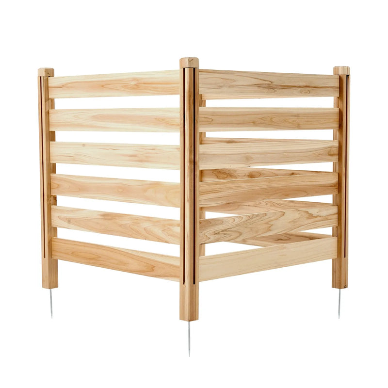 Koka privātuma žogs, 3 paneļi, lamelēts, gaisa kondicioniera pārsegs, 91 × 91 см